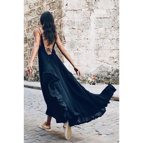 NEW FREE PEOPLE FP BEACH Sz S LOVE SPELL MAXI DRESS RIBBED HALTER DRESS CINNAMON - Picture 3 of 3